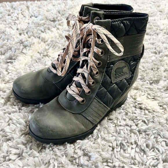 Sorel Lexie Waterproof Leather Wedge Boot in‎ Dark Slate sz 7.5 - Picture 5 of 7